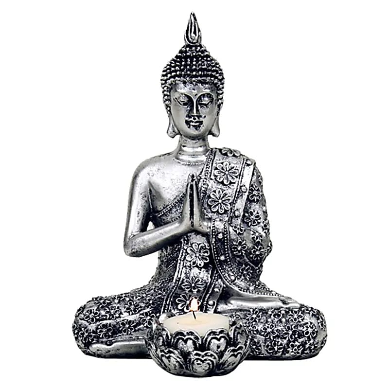 Buddha con portalumino color argento
