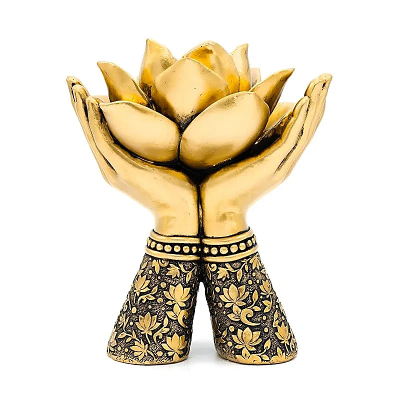 Decorazione Mani con Fiore di Loto Dorato