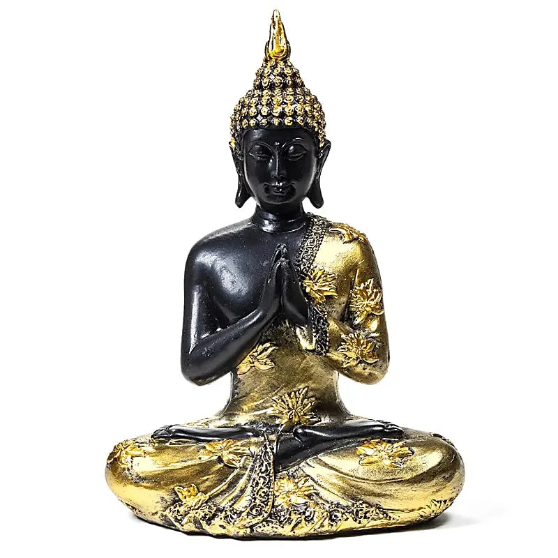 Buddha Thailanda oro e nero in preghiera