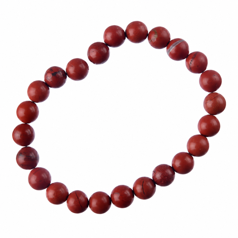 Braccialetto in Pietre di Diaspro Rosso Elastico