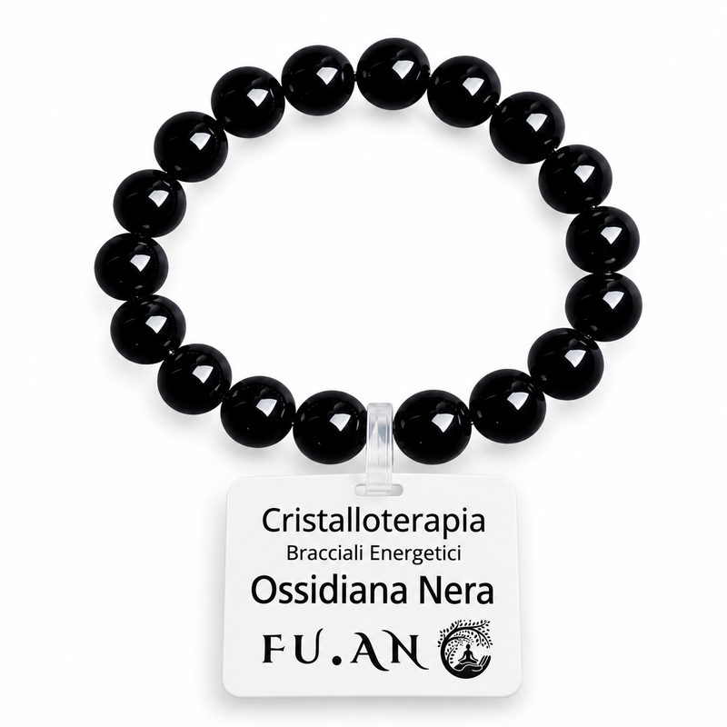 Braccialetto in Pietre di Ossidiana Nera Elastico