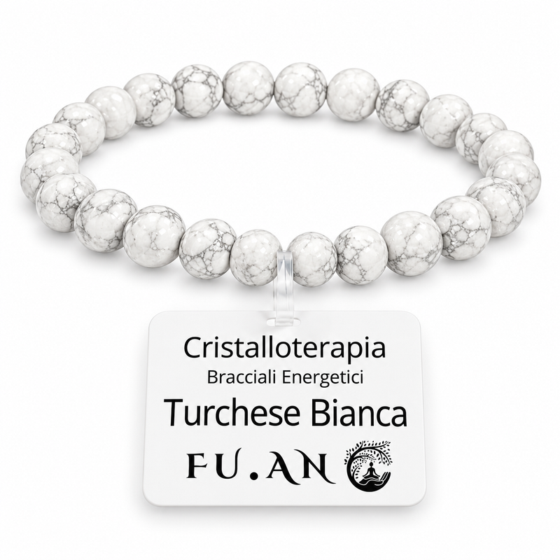 Braccialetto in Pietre di Howlite Bianca Elastico