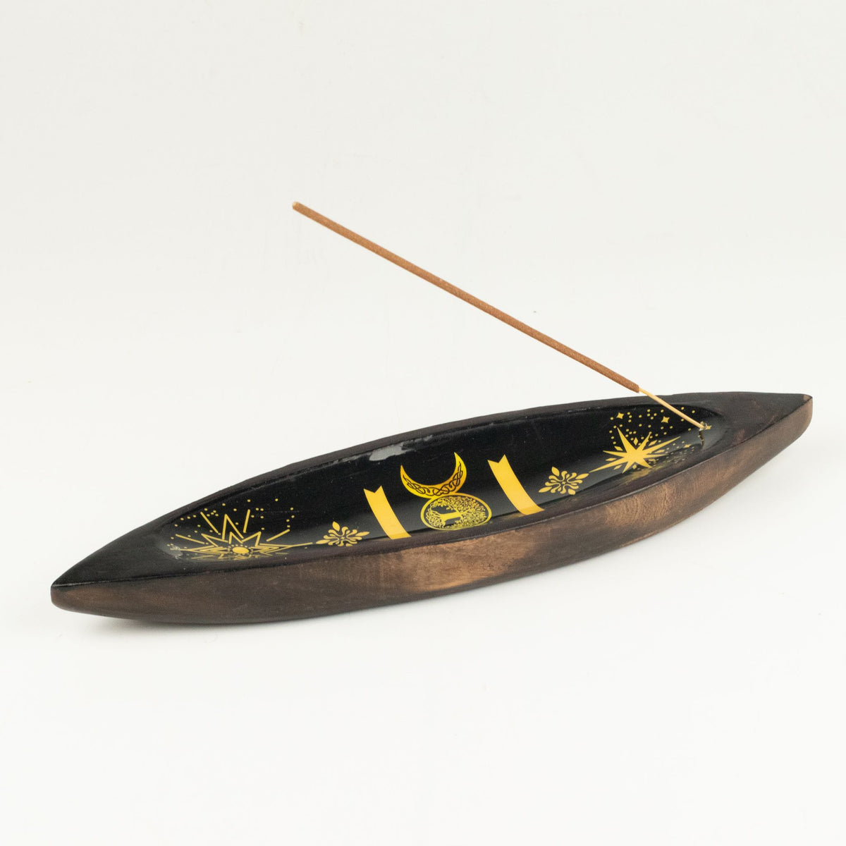 Ciotola per incenso in smalto - Legno di mango - Triple Moons