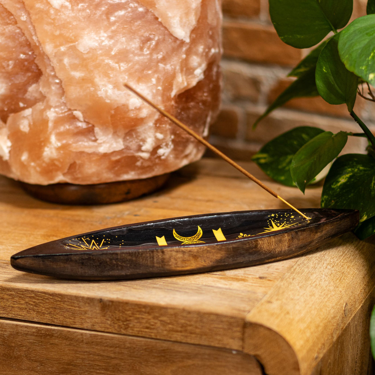 Ciotola per incenso in smalto - Legno di mango - Triple Moons