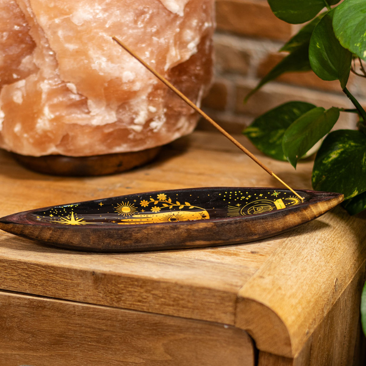 Ciotola per incenso in smalto - Legno di mango - Hamsa