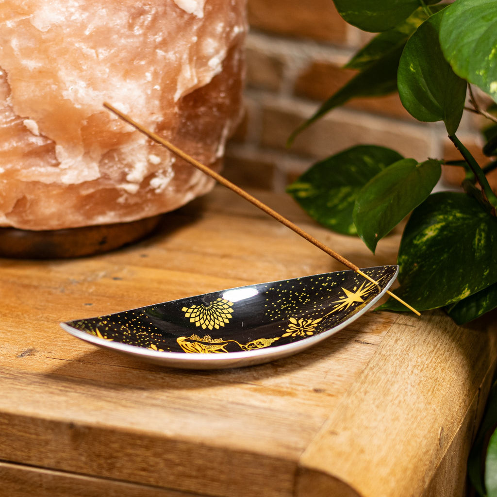 Ciotola per incenso in smalto - Alluminio - Buddha oro e nero