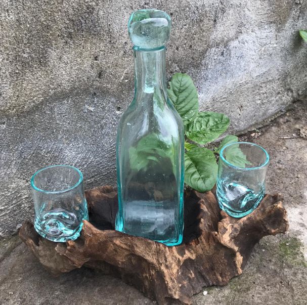 Set da whisky Molton in vetro soffiato su legno
