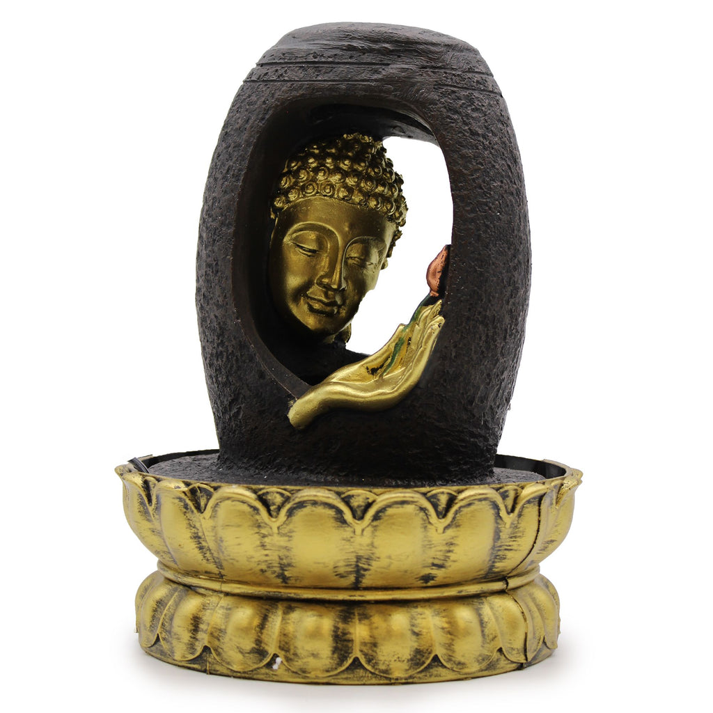 Fontana da tavolo Buddha dorato e Vitarka Mudra
