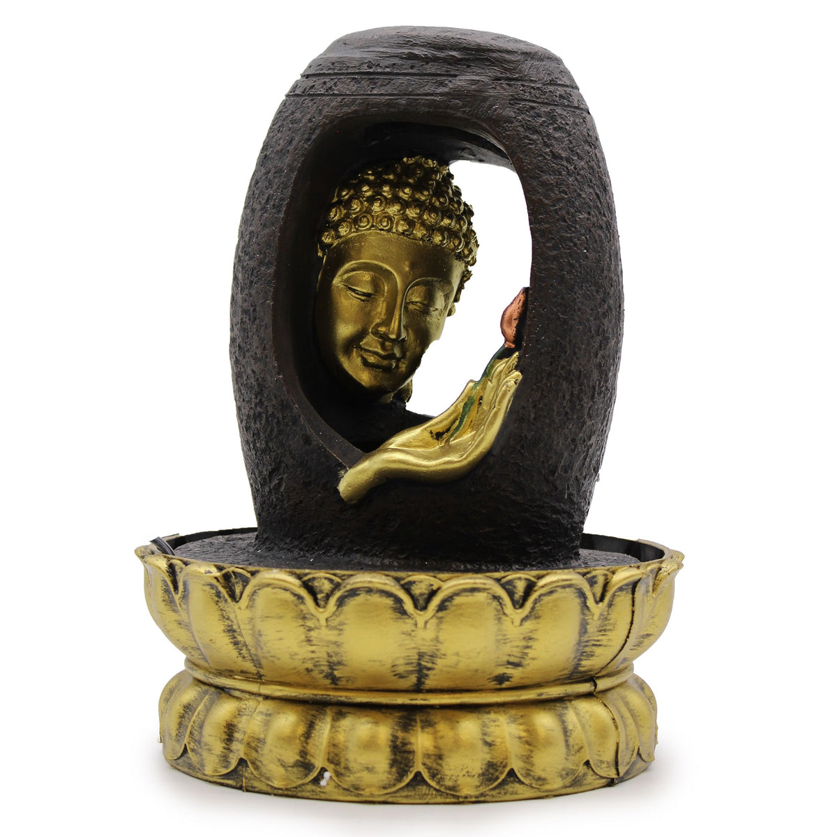 Fontana da tavolo Buddha dorato e Vitarka Mudra
