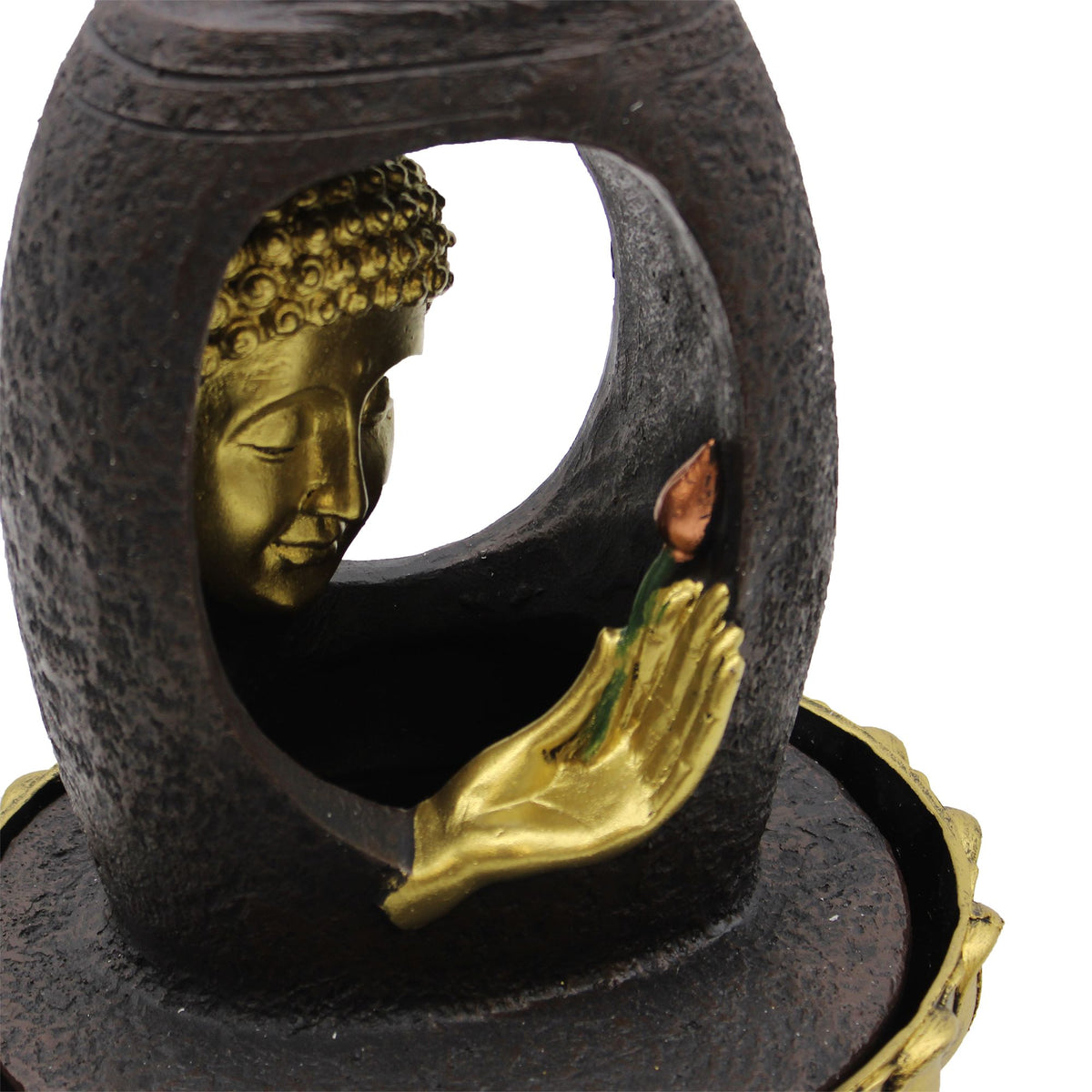 Fontana da tavolo Buddha dorato e Vitarka Mudra