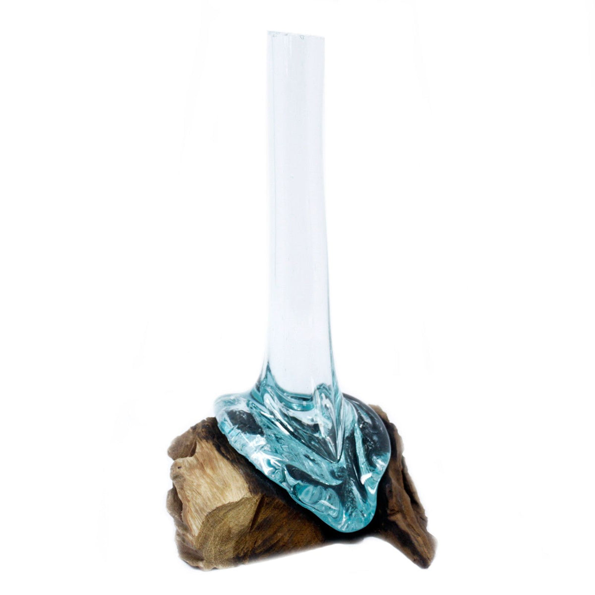 vaso in vetro fuso su legno