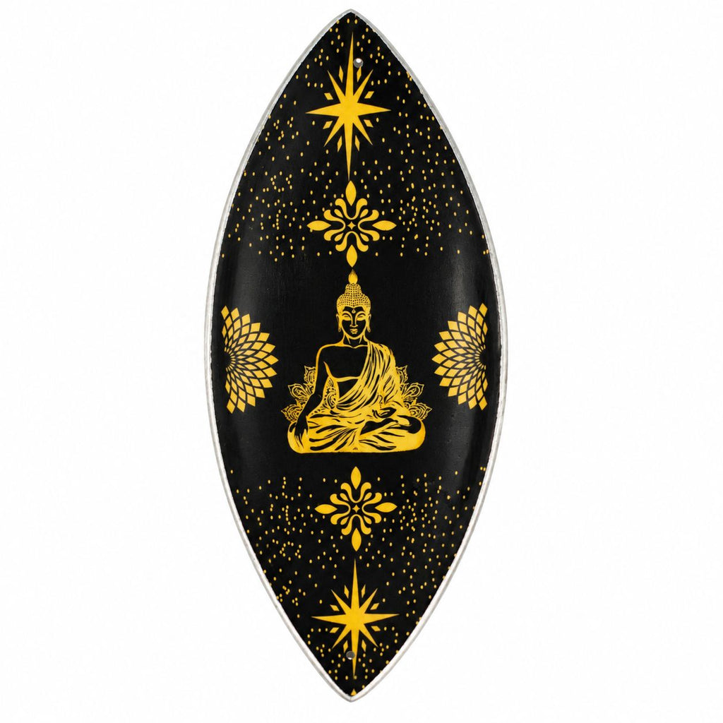 Ciotola per incenso in smalto - Alluminio - Buddha oro e nero