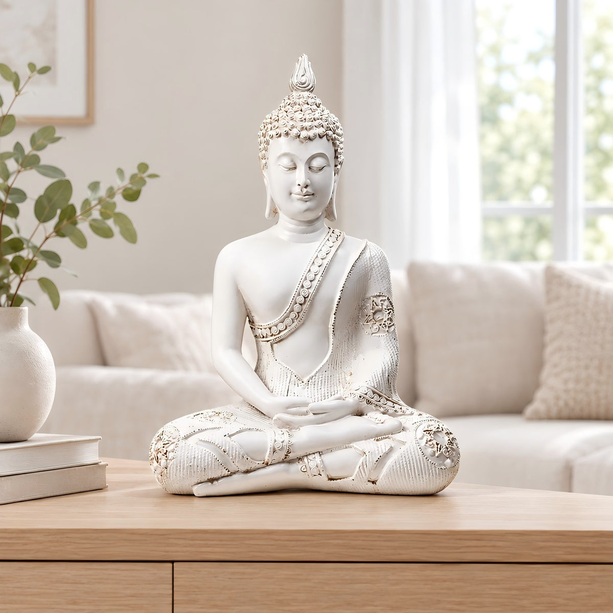 Statua di Buddha Bianca in meditazione Thailanda