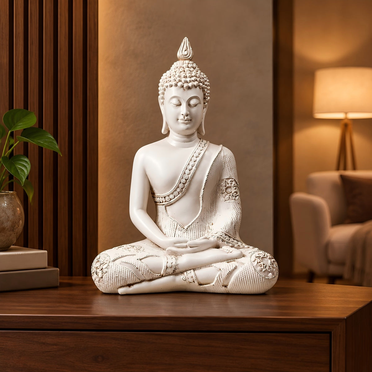 Statua di Buddha Bianca in meditazione Thailanda